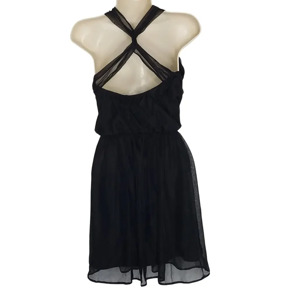 ASOS Black Cocktail Dress Size 2 LBD Blouson Sleeveless Strappy Gauze